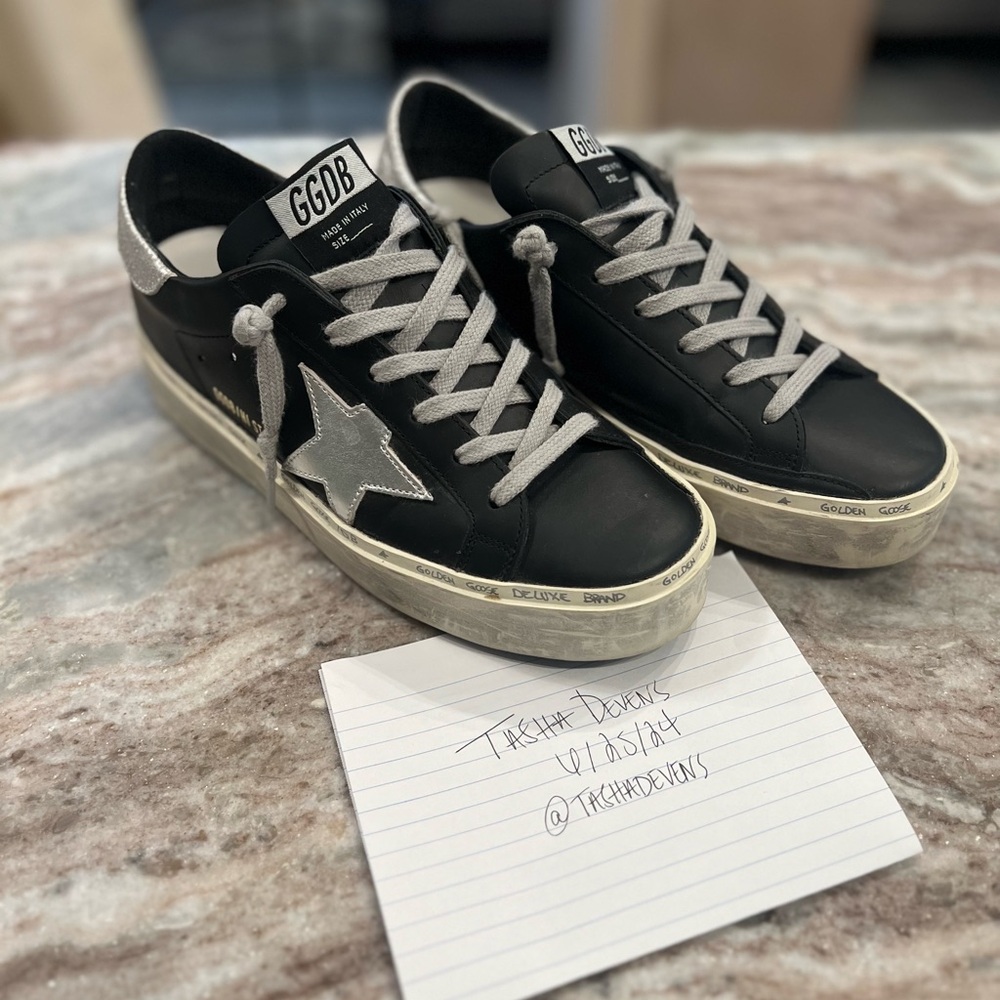Golden Goose Black and Silver Hi Star Size 37